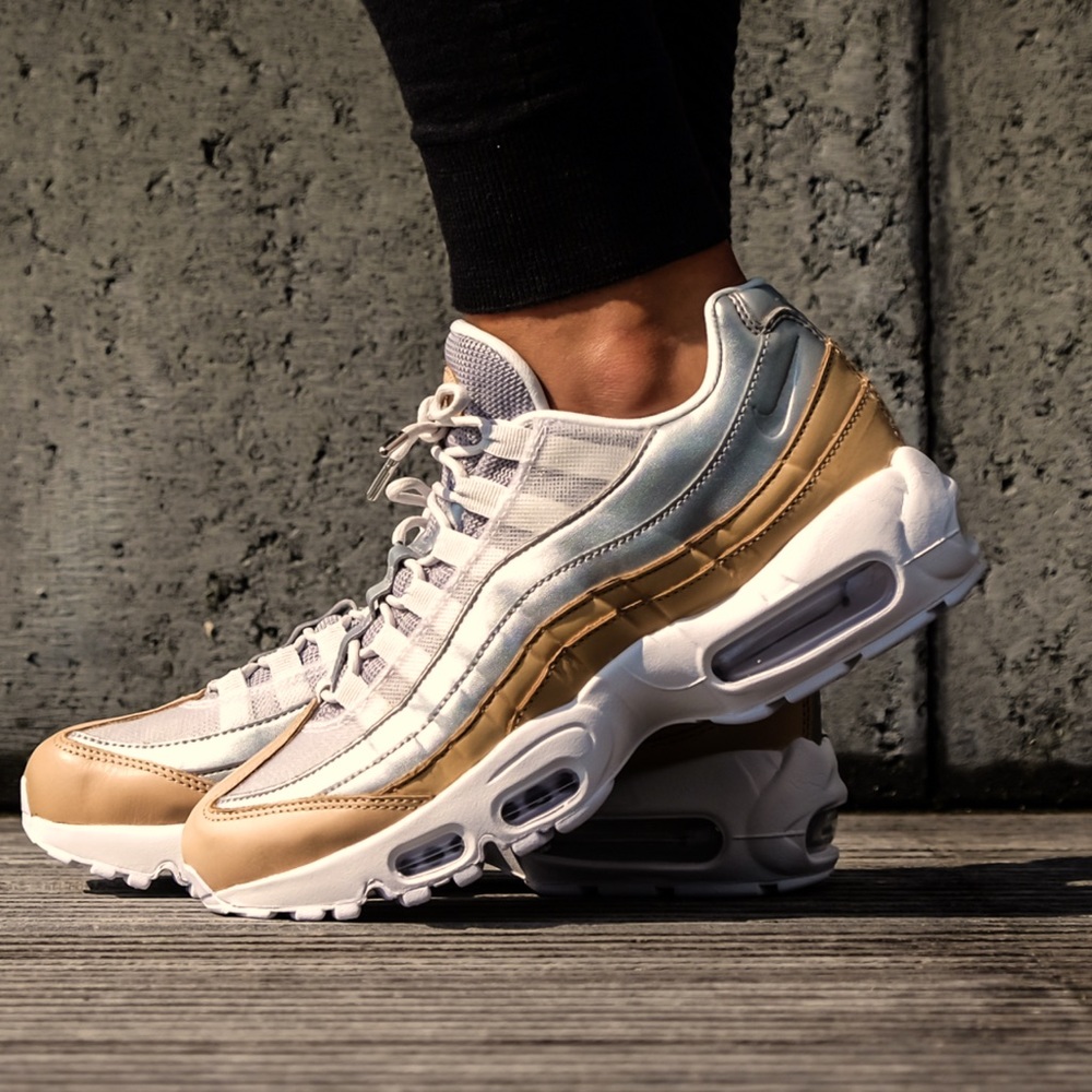 Nike Women’s Air Max 95 Sneakers in White, Tan,
